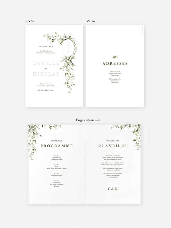 Faire-part de mariage Rêverie botanique
