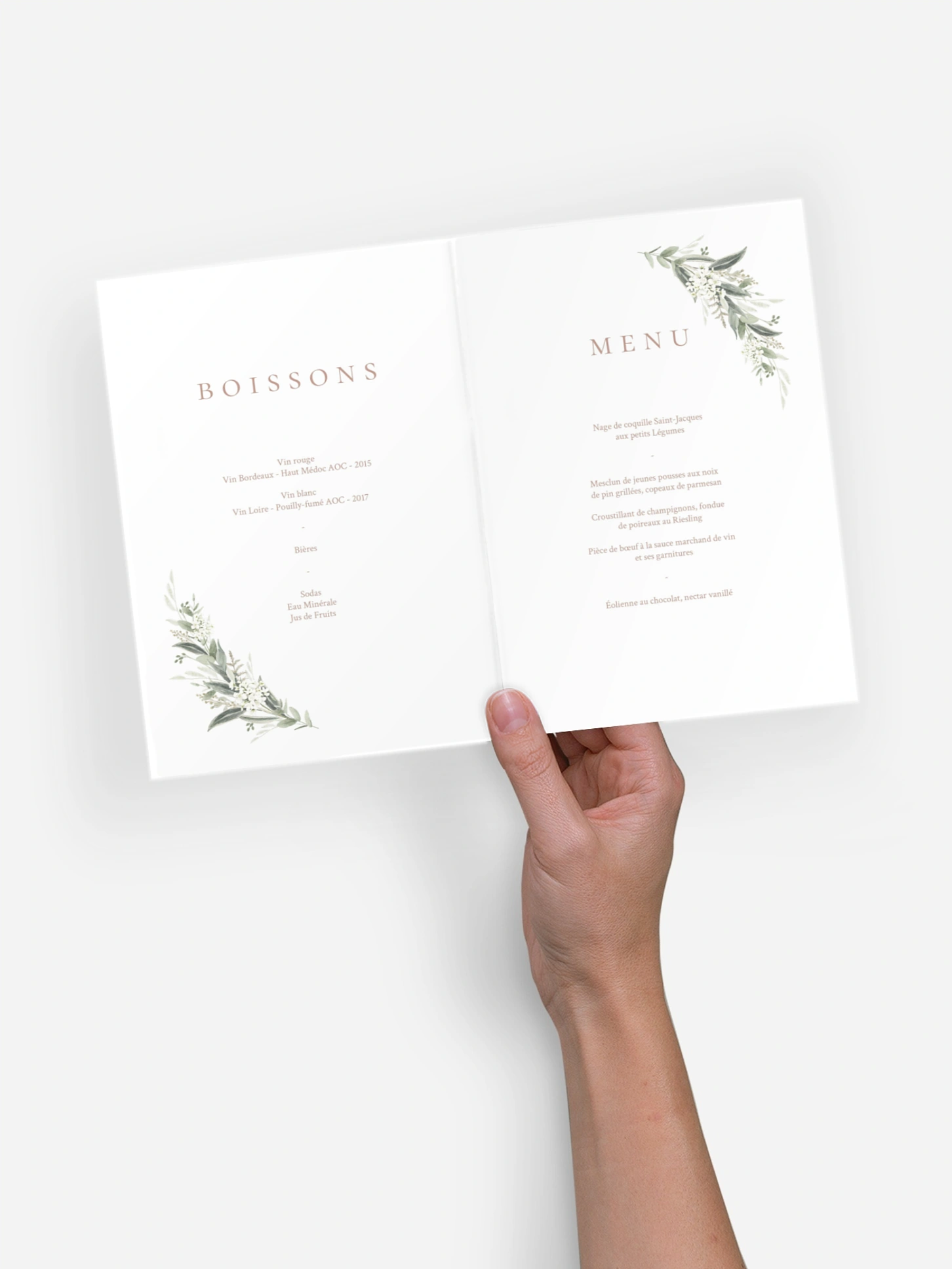 Menu mariage Beauty of Nature