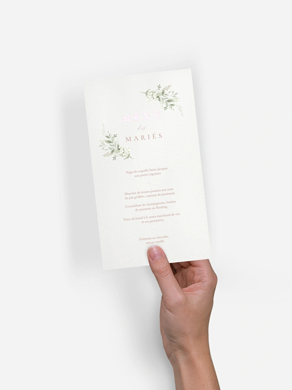 Menu mariage Beauty of Nature