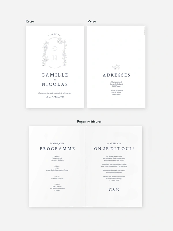 Faire-part de mariage Charme de Jardin
