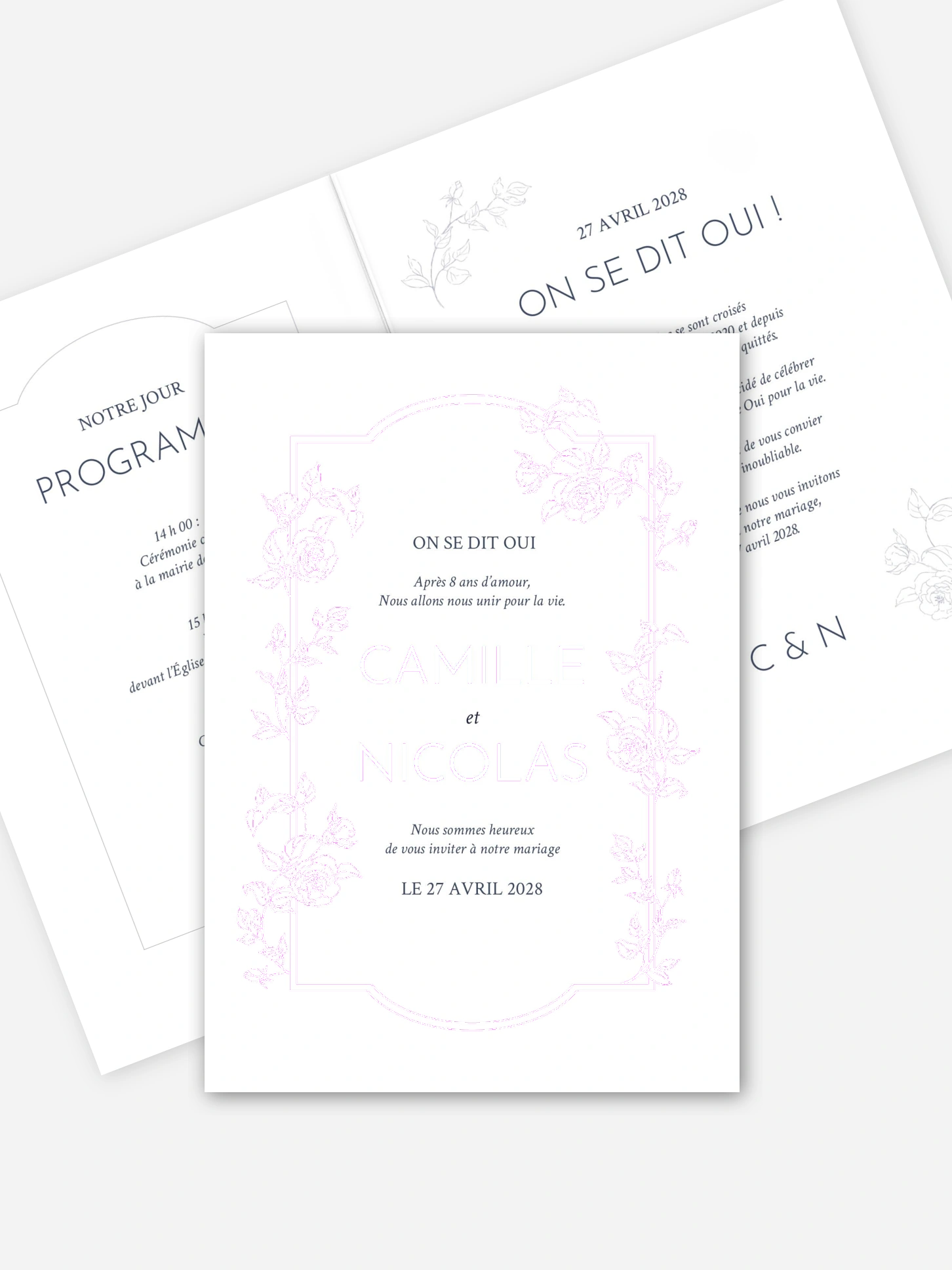 Faire-part de mariage Cadre de roses