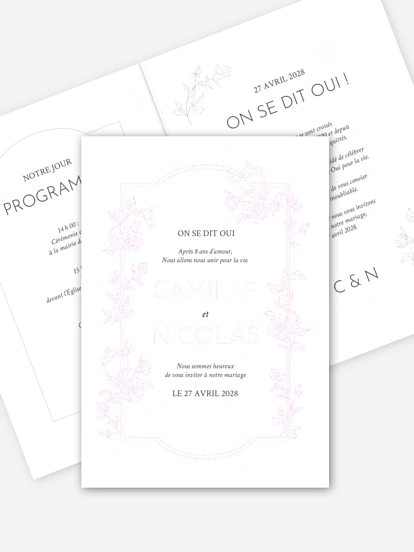 Faire-part de mariage Cadre de roses