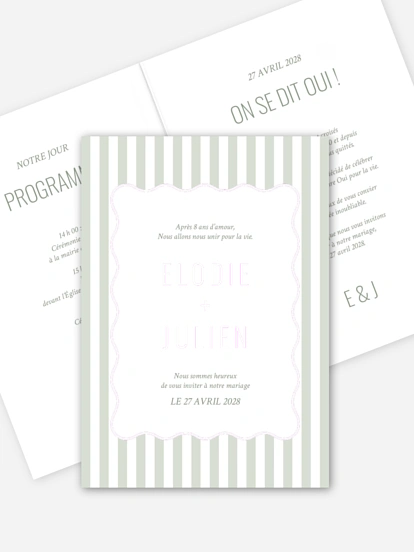 Faire-part de mariage Rayures Élégantes