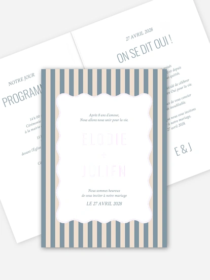 Faire-part de mariage Rayures Élégantes