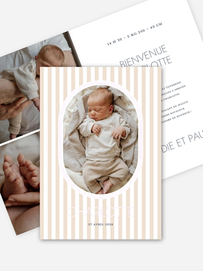 Faire-part naissance Charme Doré