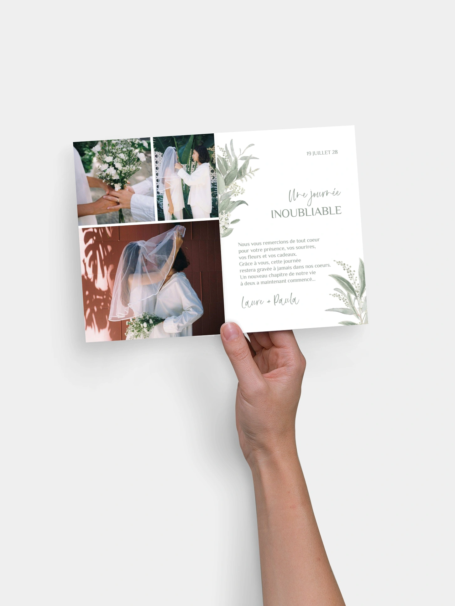 Carte de remerciements Feuillage pastel