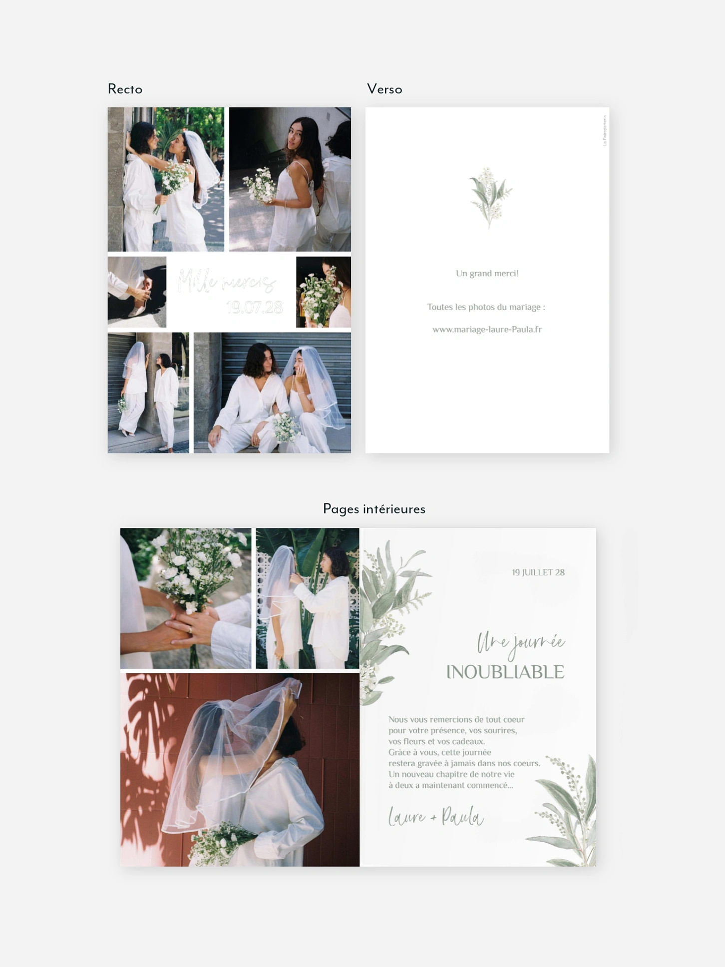 Carte de remerciements Feuillage pastel
