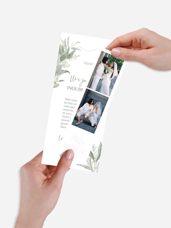 Carte de remerciements Feuillage pastel