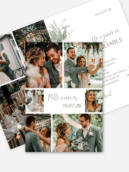 Carte de remerciements Feuillage pastel