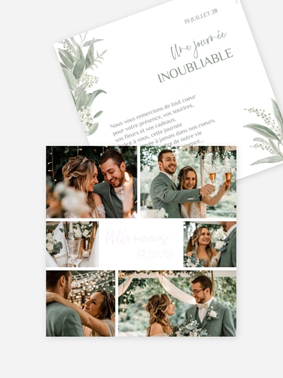 Carte de remerciements Feuillage pastel