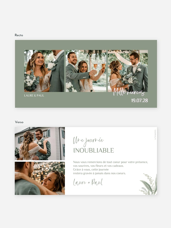 Carte de remerciements Beaucoup d'amour