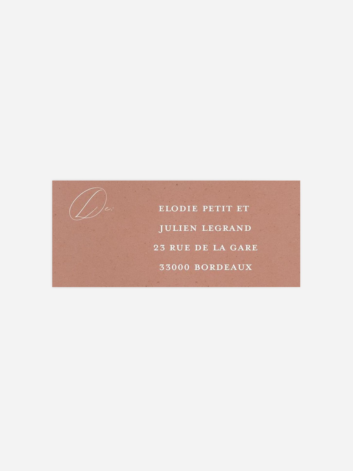 Étiquette expéditeur mariage Élégance claire