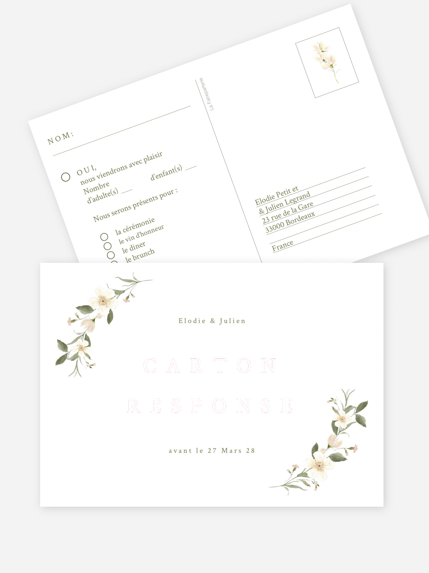 Carton réponse Charme floral