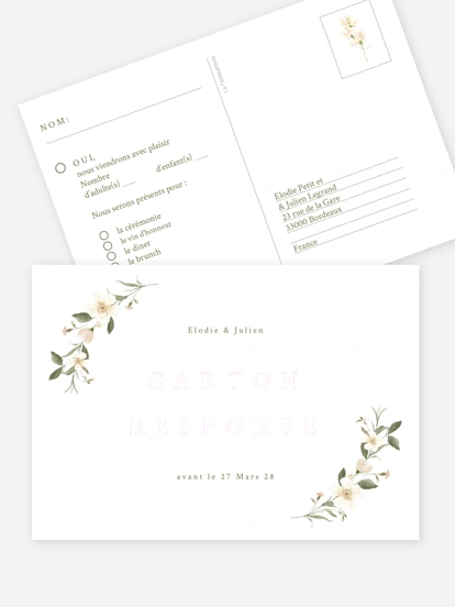 Carton réponse Charme floral