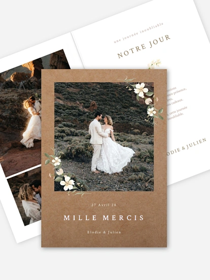 Carte de remerciements Charme floral