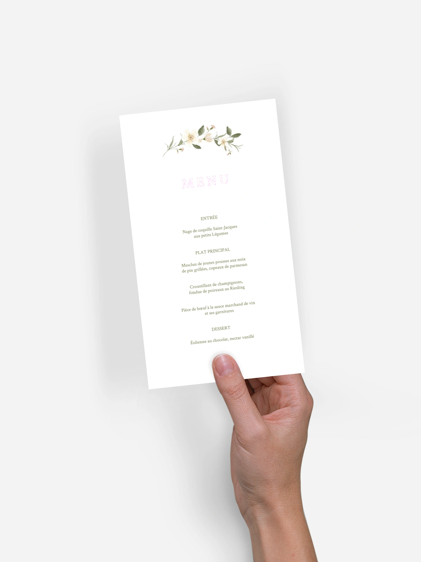 Menu mariage Charme floral