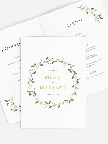 Menu mariage Charme floral