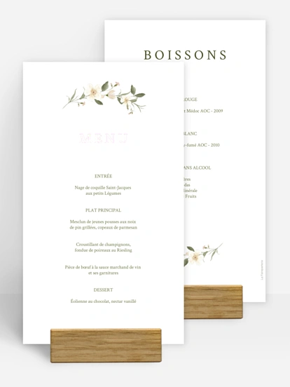 Menu mariage Charme floral