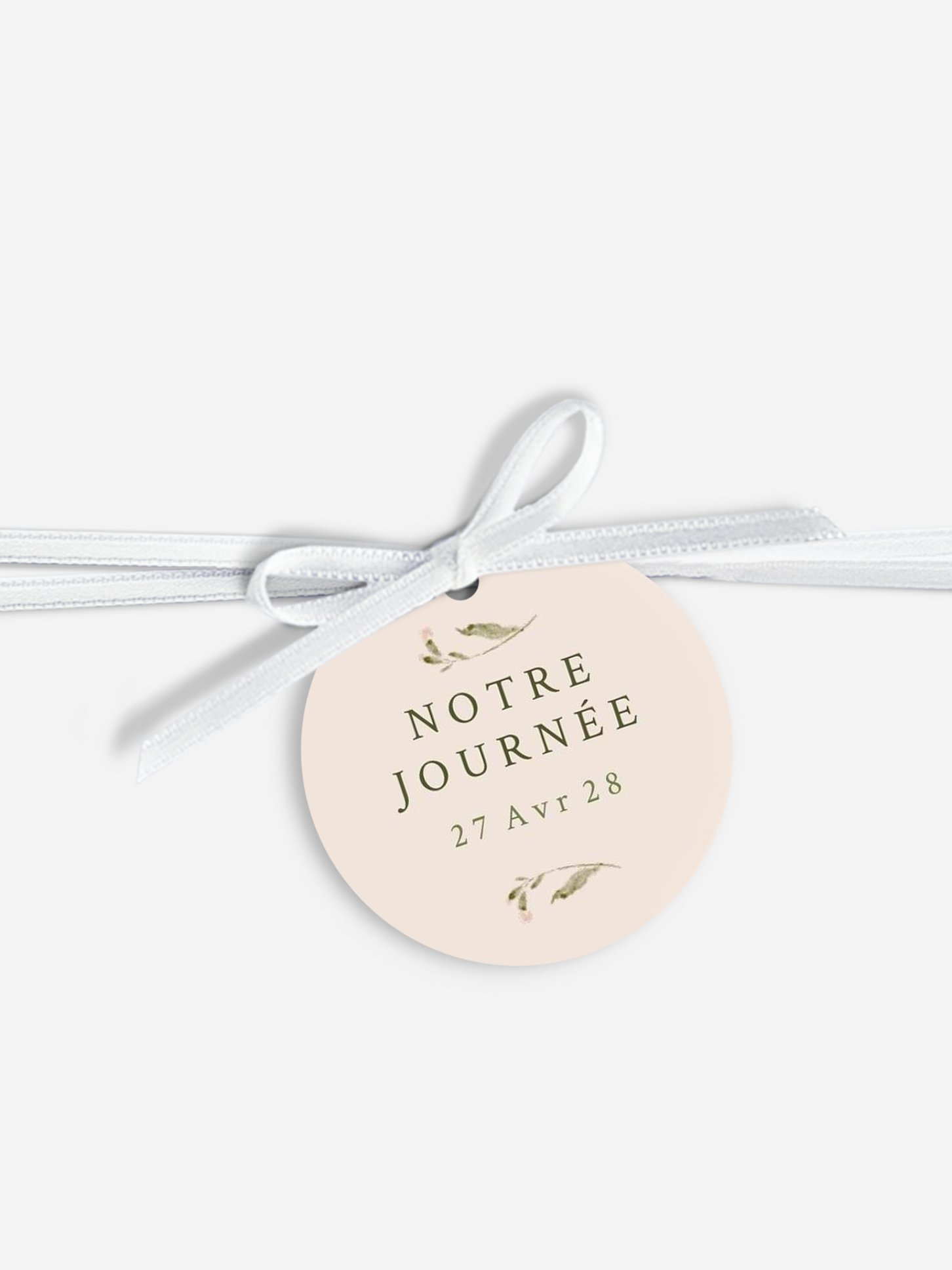 Étiquette avec ruban Charme floral