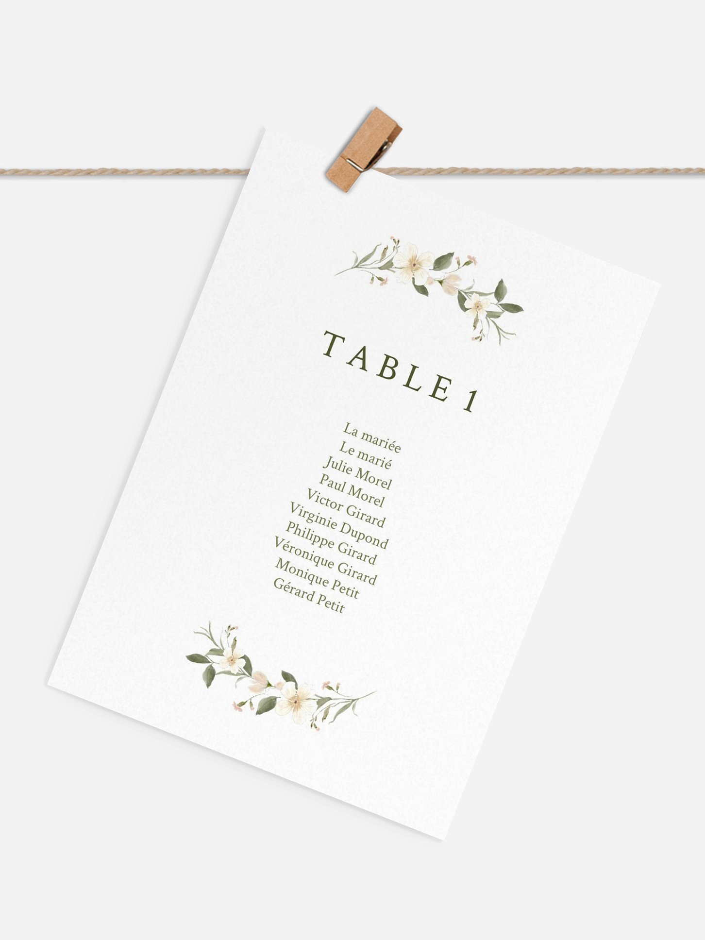 Cartons plan de table mariage Charme floral