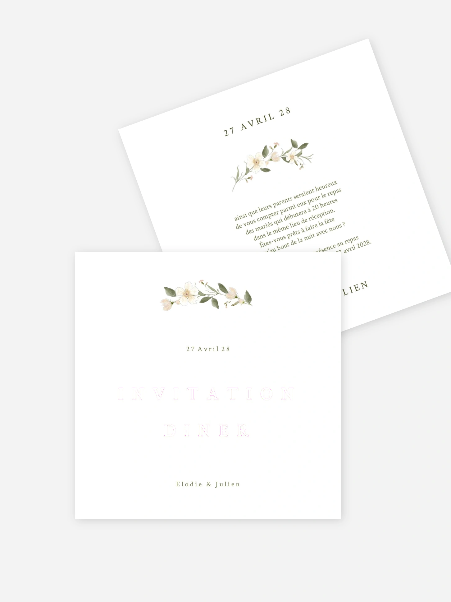 Carton d'invitation Charme floral