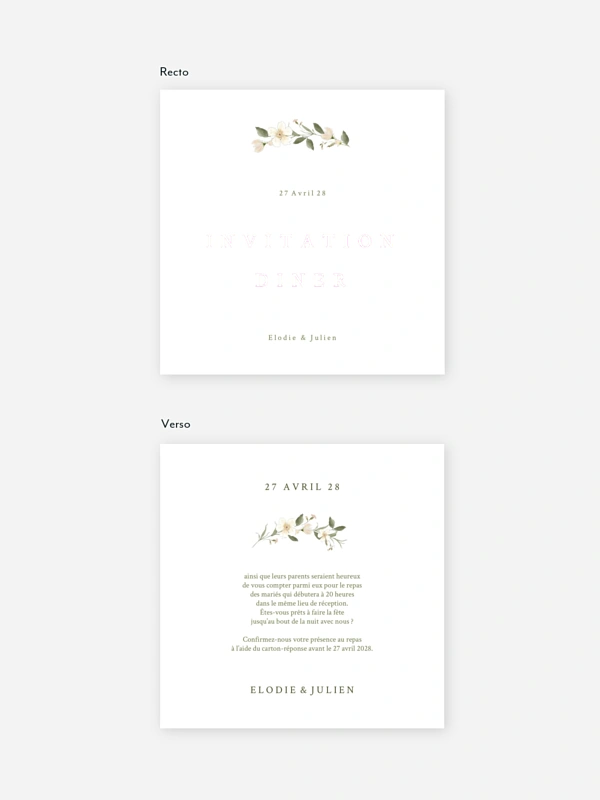 Carton d'invitation Charme floral