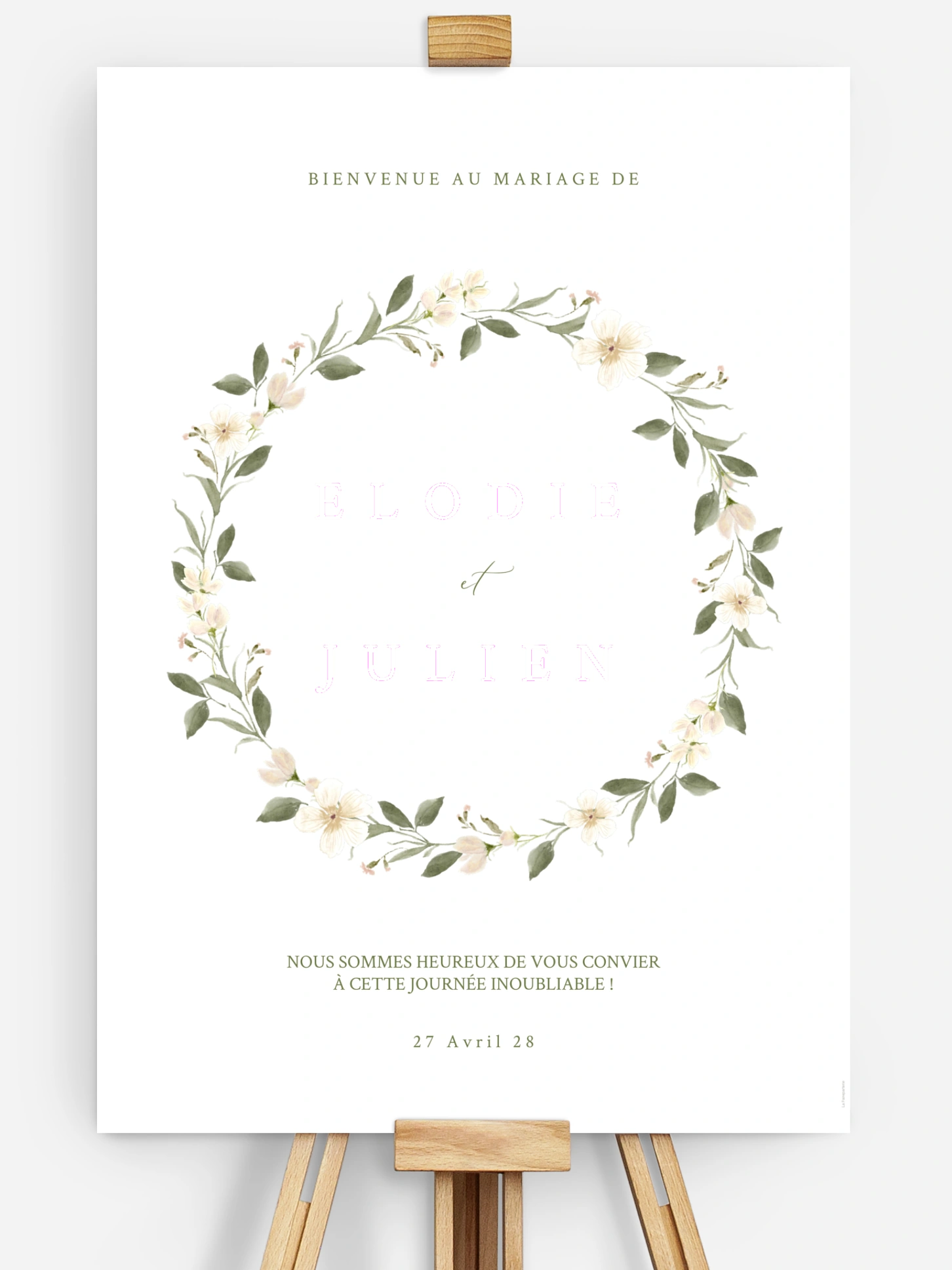 Poster bienvenue mariage Charme floral