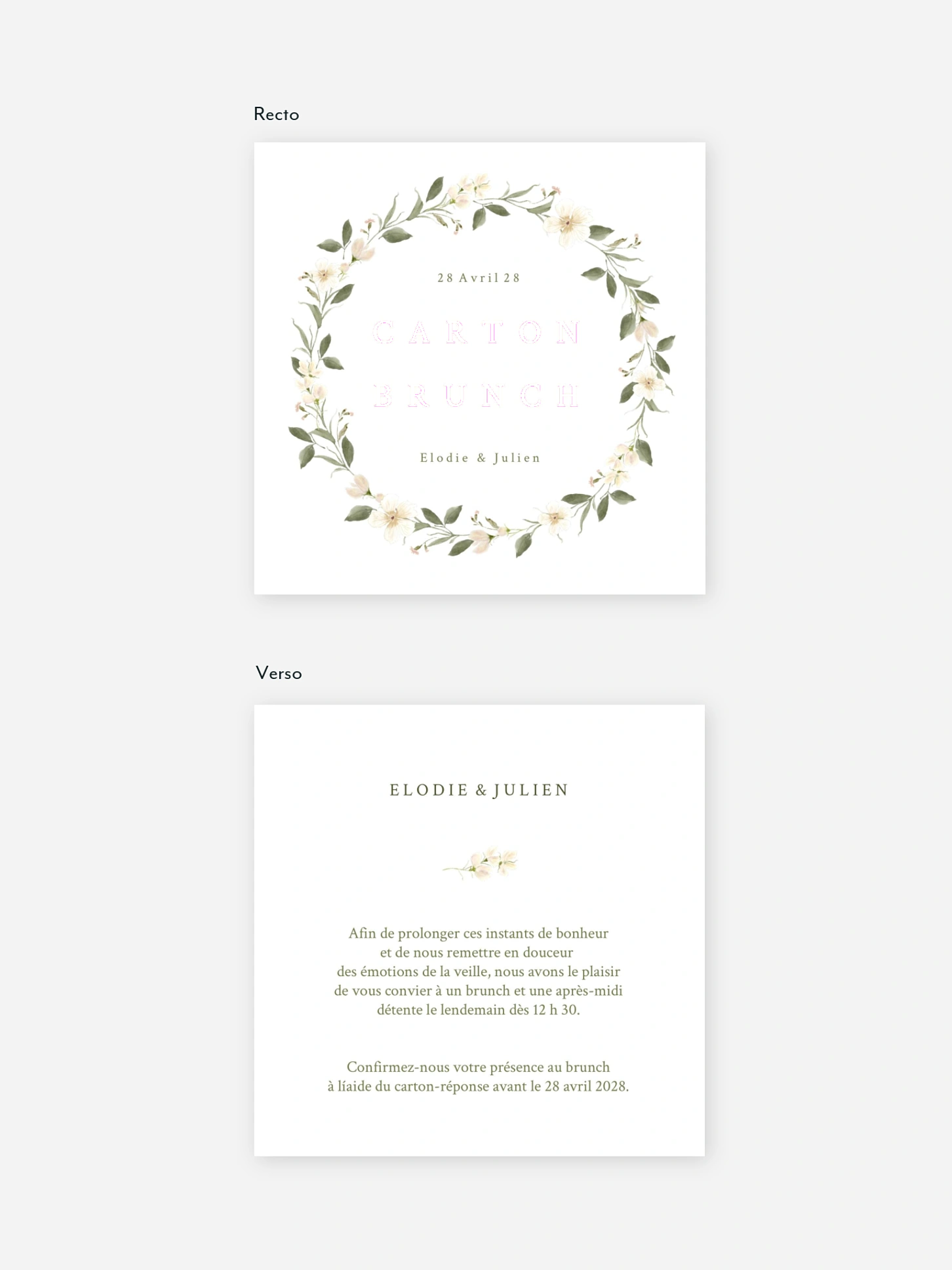 Carte brunch Charme floral
