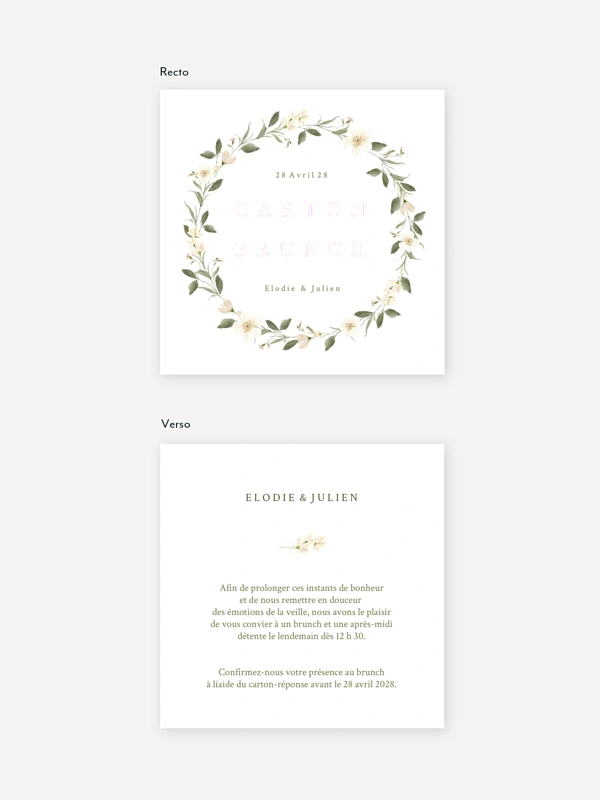 Carte brunch Charme floral