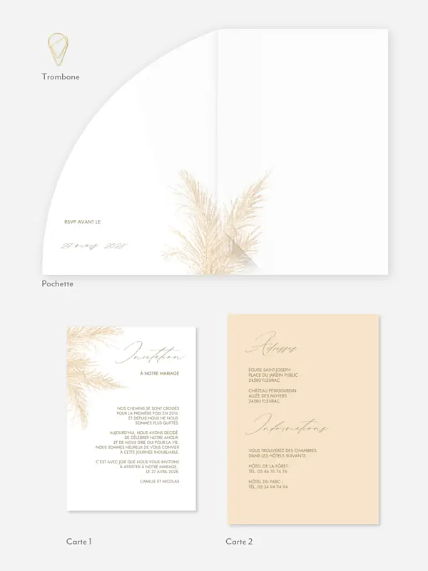 Faire-part de mariage Un vent de romance