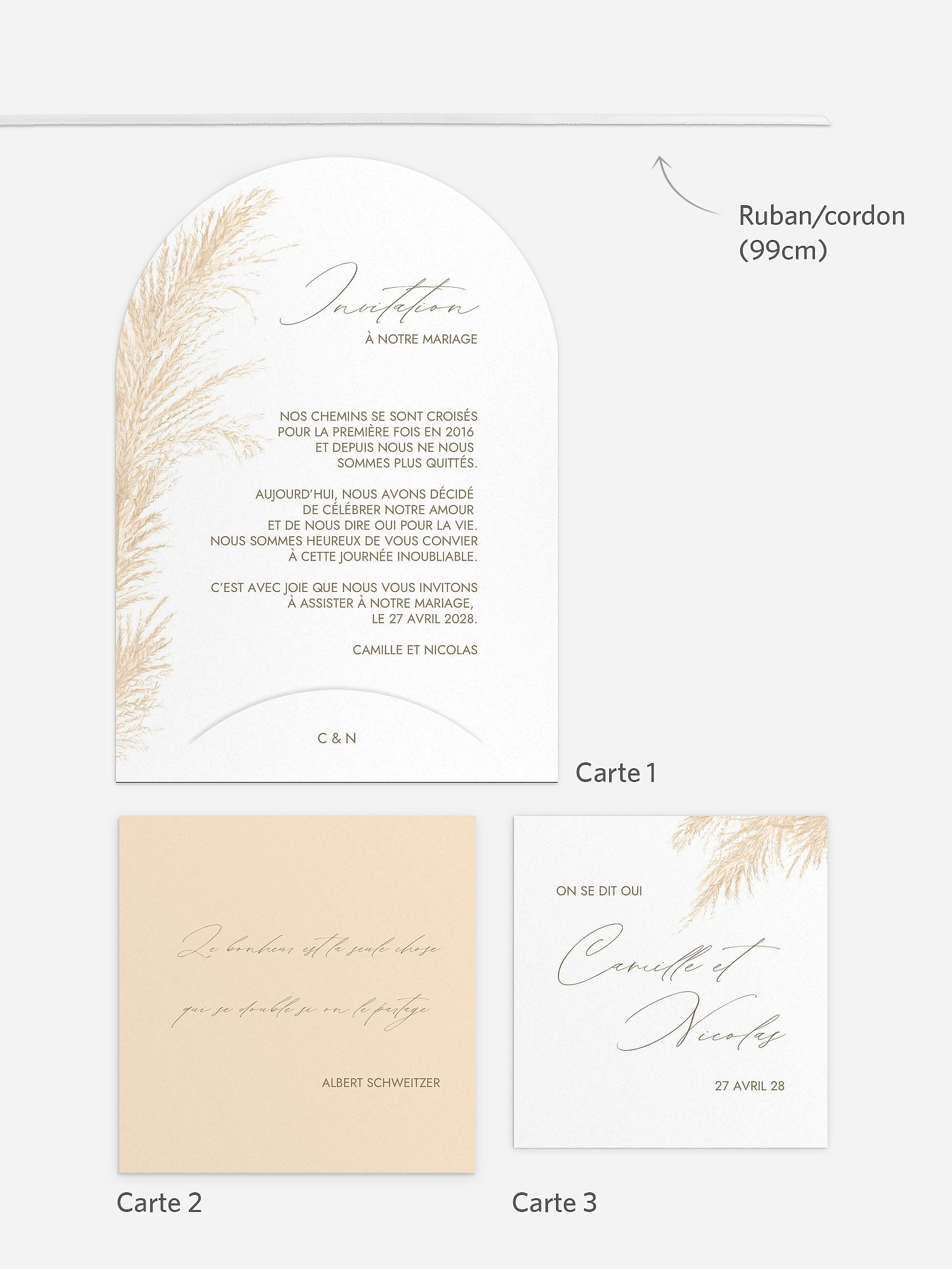 Faire-part de mariage Un vent de romance