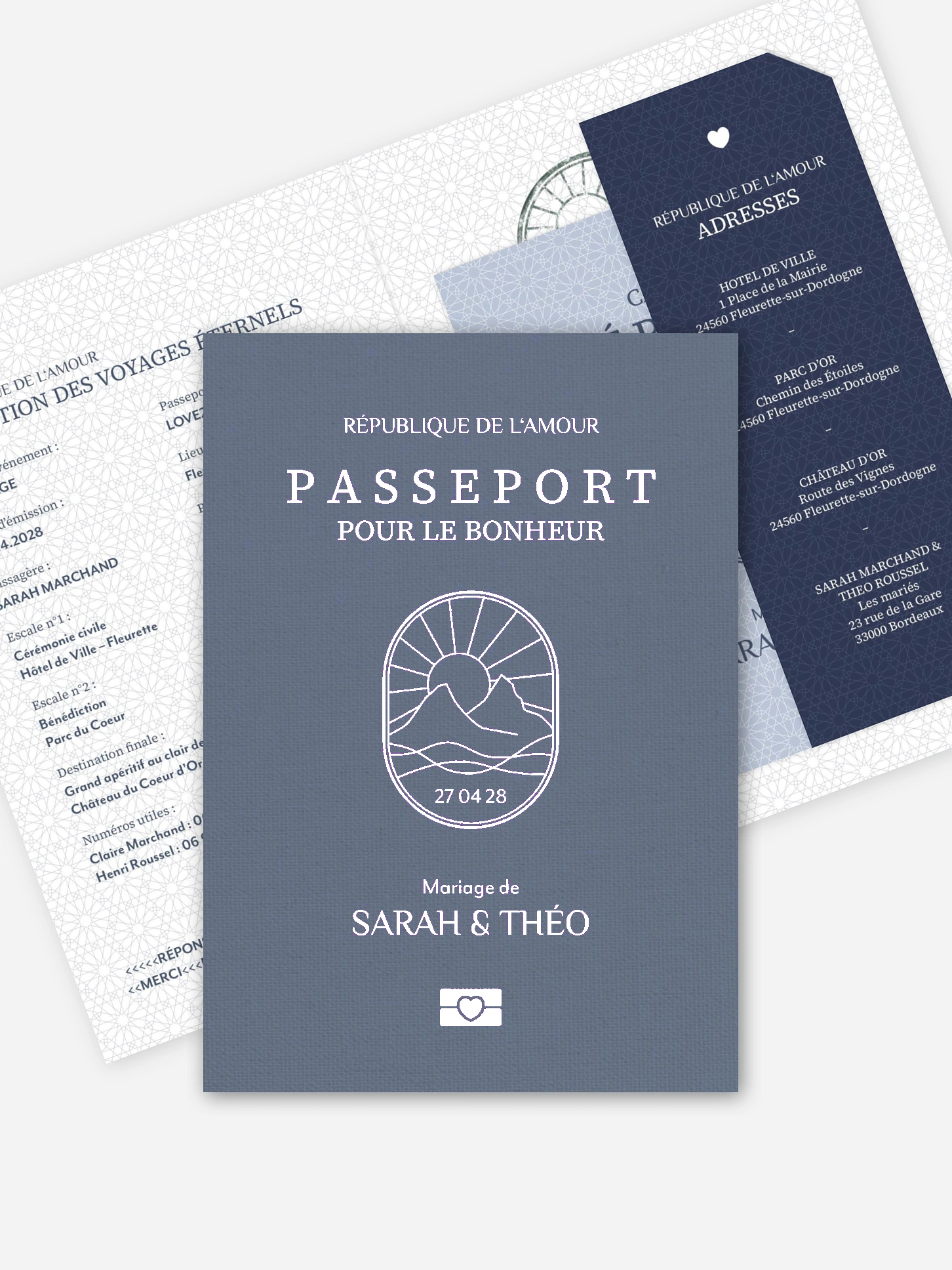 Faire-part de mariage Passeport pour le bonheur