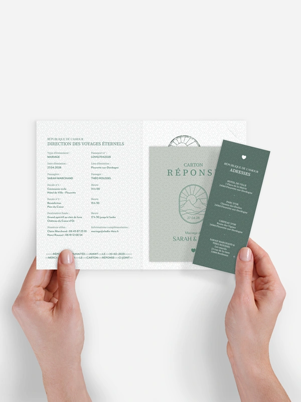 Faire-part de mariage Passeport pour le bonheur
