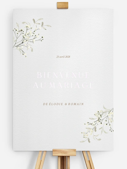 Affiche bienvenue mariage Éclosion d’amour