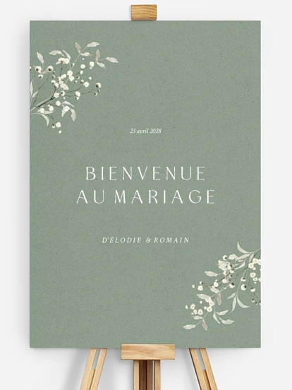Poster bienvenue mariage Éclosion d’amour