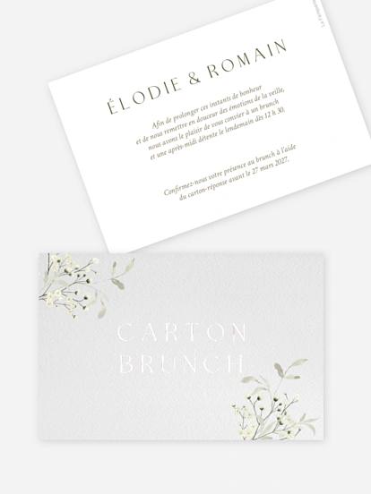 Carte brunch Éclosion d’amour