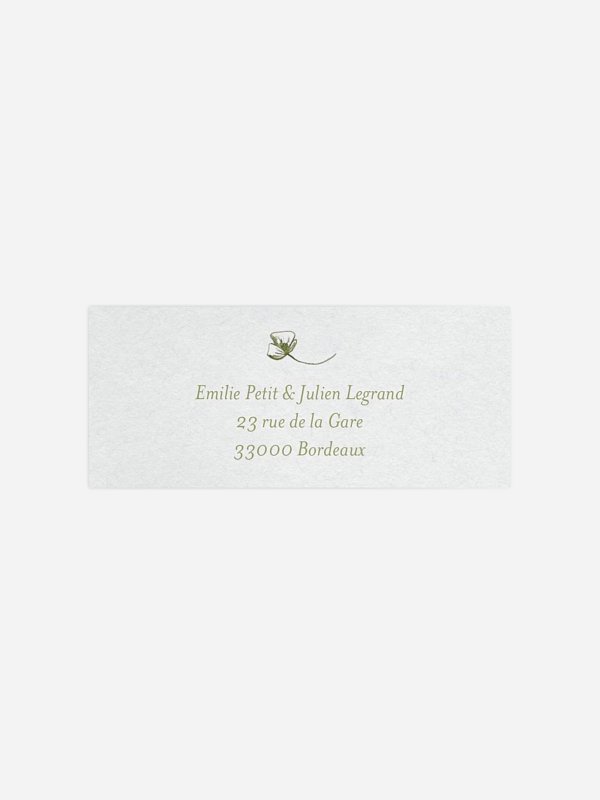 Étiquette expéditeur mariage Tracé fleuri