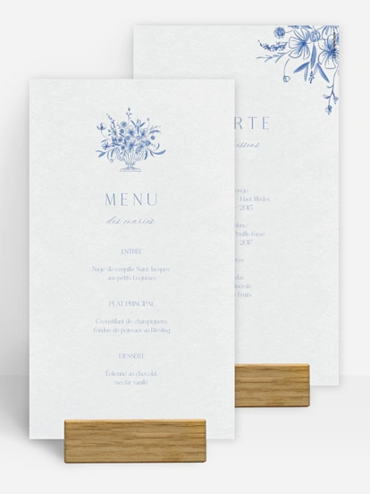 Menu mariage Tracé fleuri