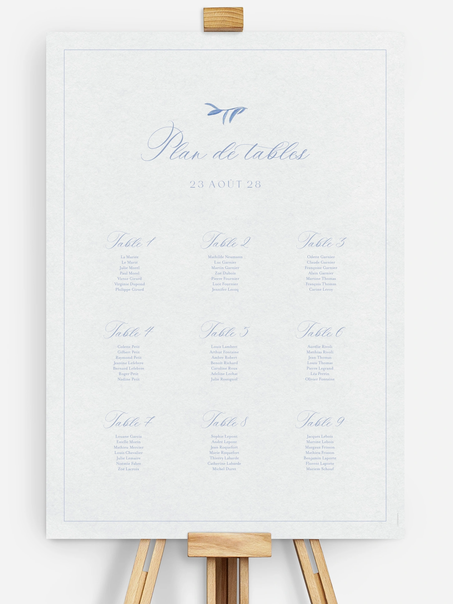 Poster plan de table mariage Tracé fleuri