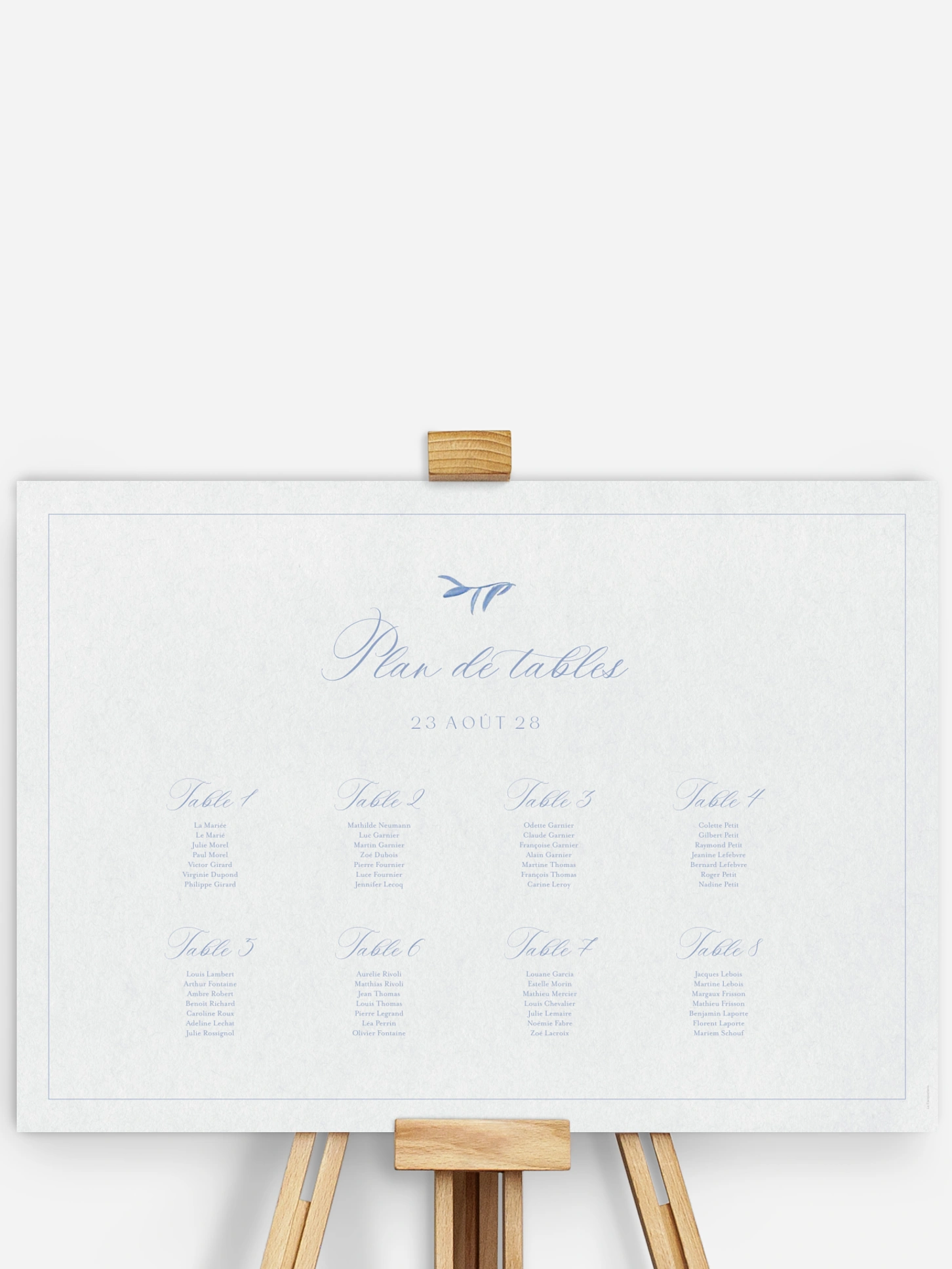 Poster plan de table mariage Tracé fleuri