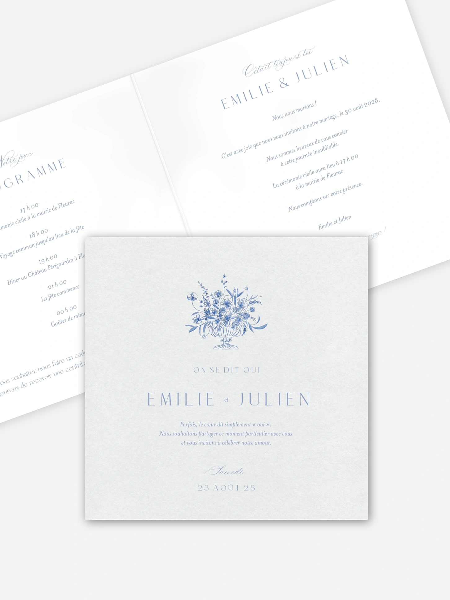 Faire-part de mariage Tracé fleuri