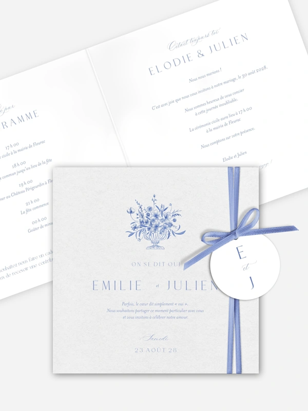 Faire-part de mariage Tracé fleuri