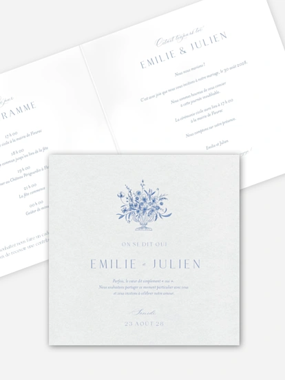 Faire-part de mariage Tracé fleuri