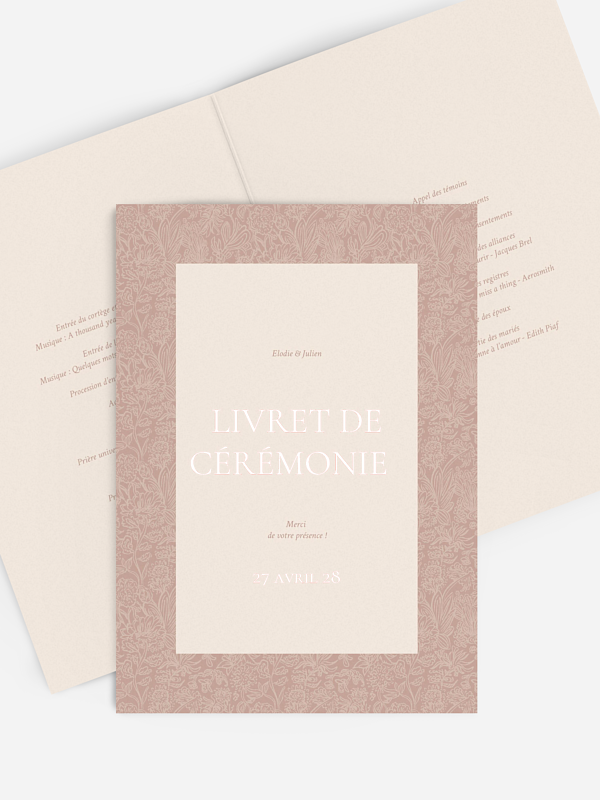 Livret de messe mariage Histoire d’amour