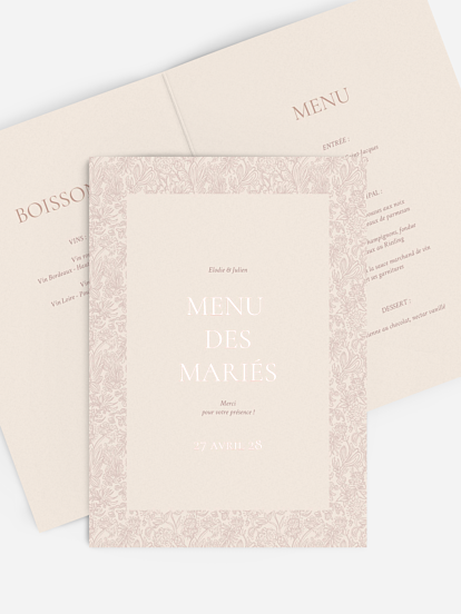 Menu mariage Histoire d’amour