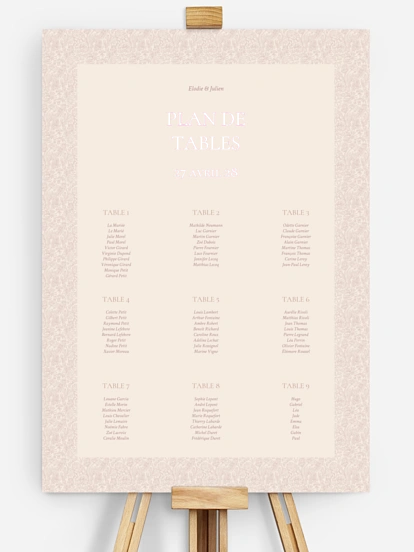 Poster plan de table mariage Histoire d’amour