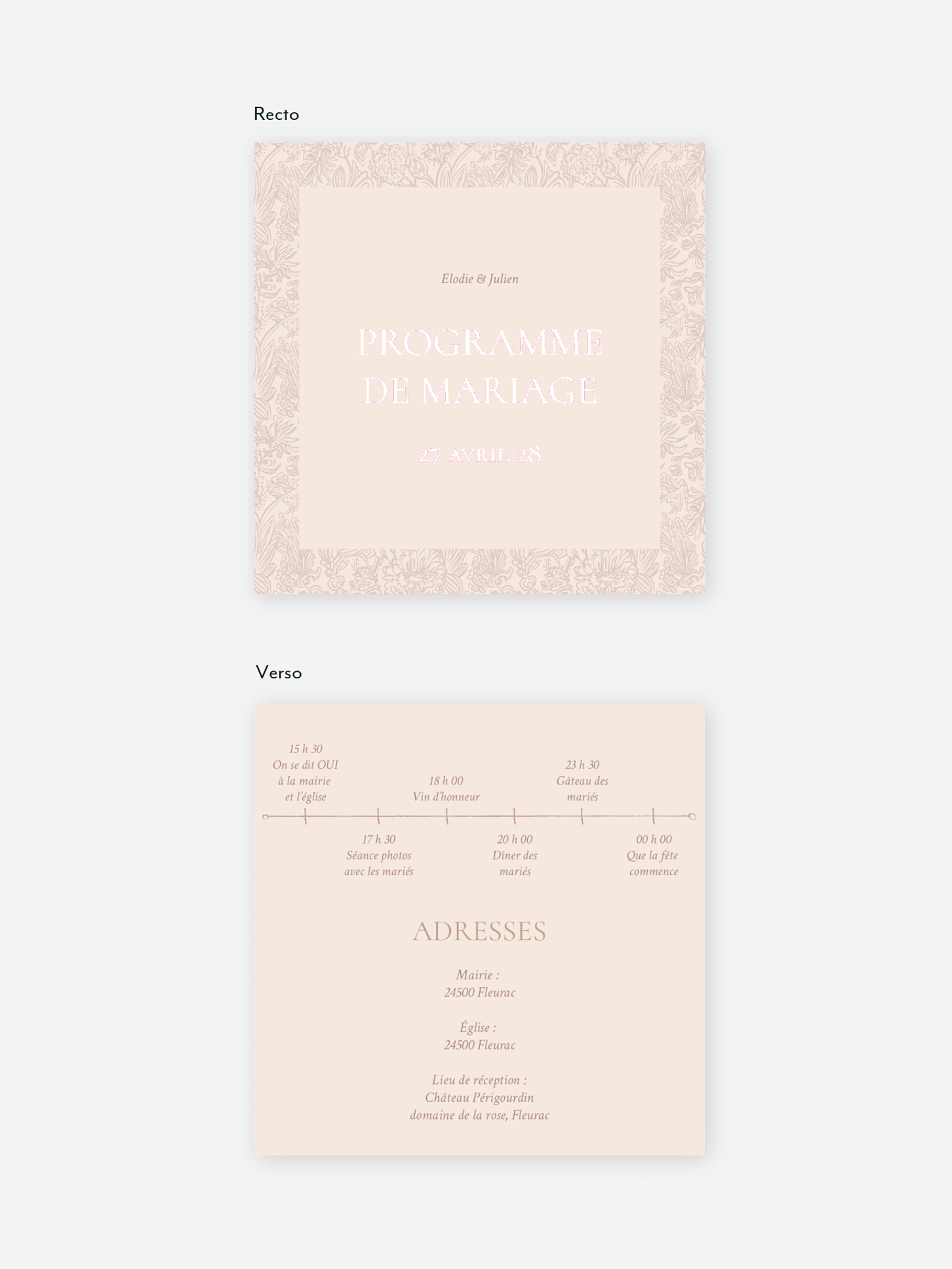 Programme mariage Histoire d’amour
