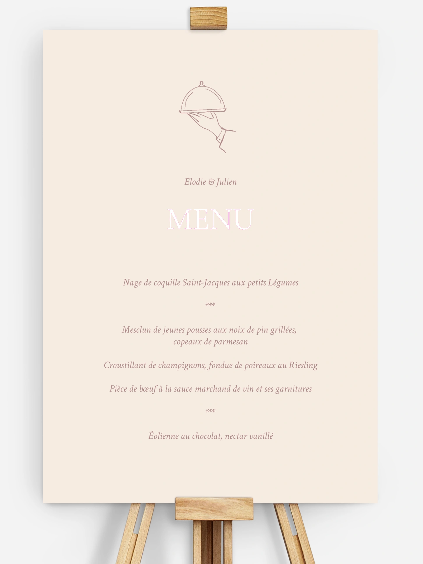 Menu mariage Histoire d’amour