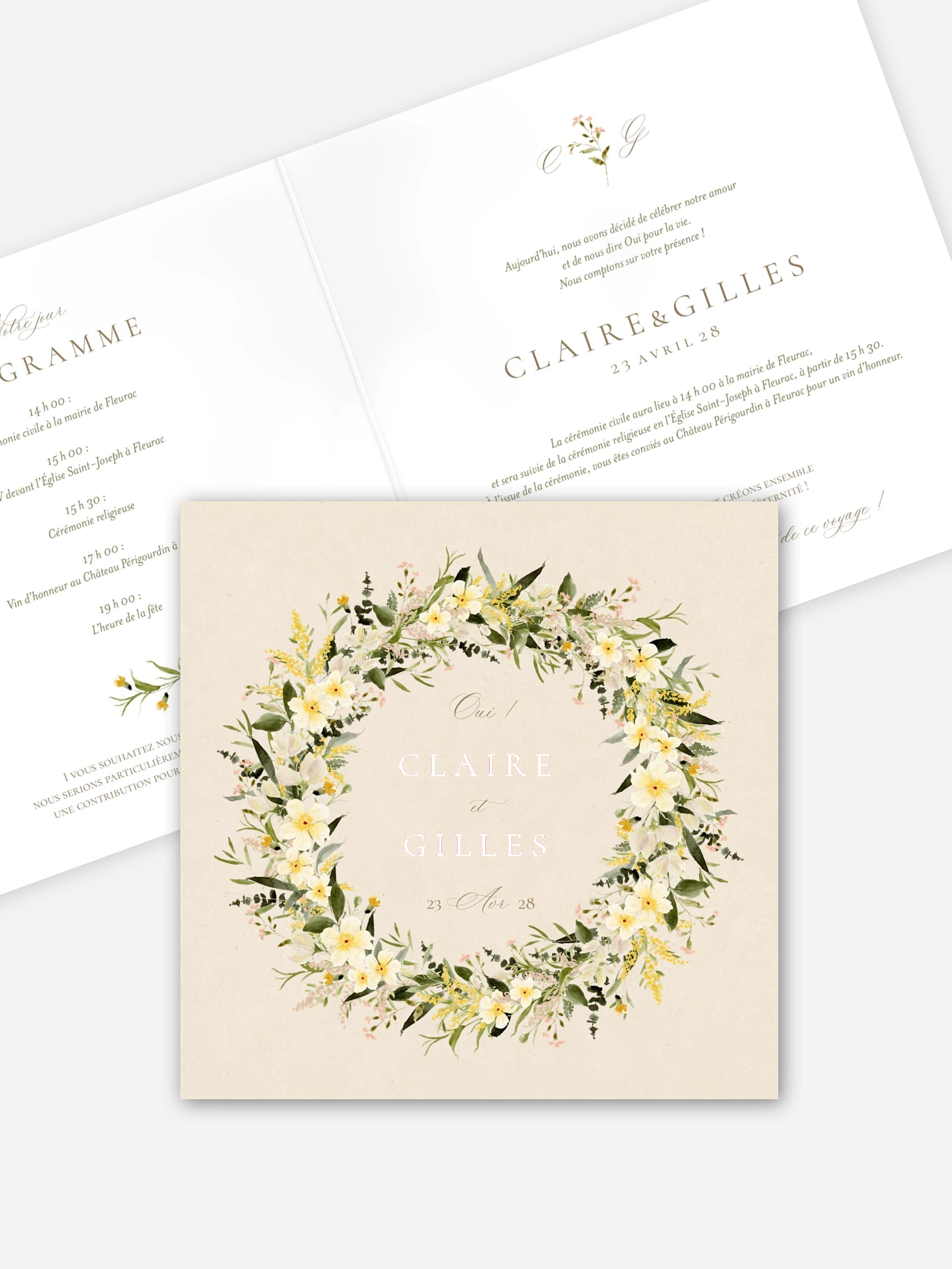 Faire-part de mariage Pétales