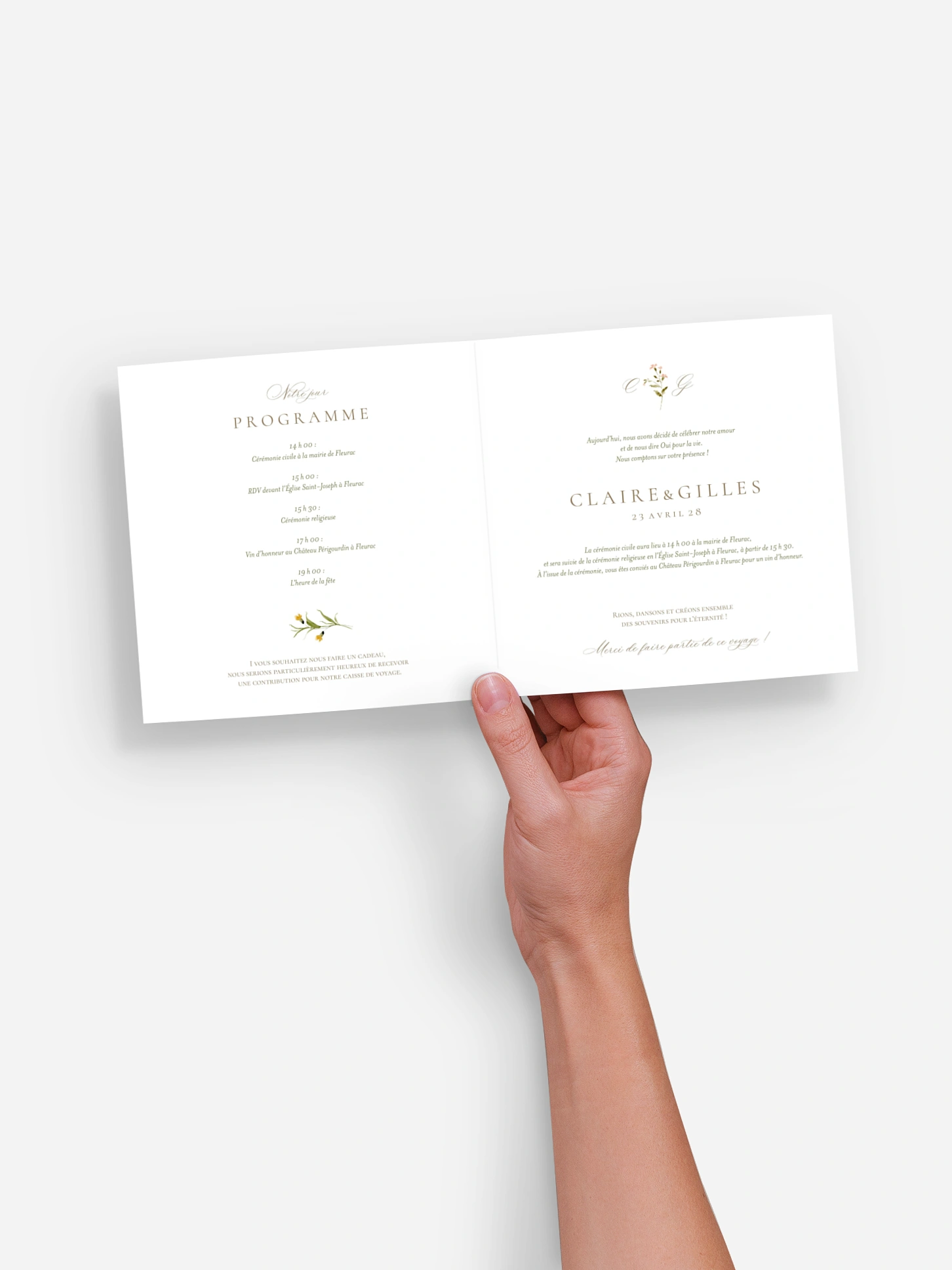 Faire-part de mariage Pétales